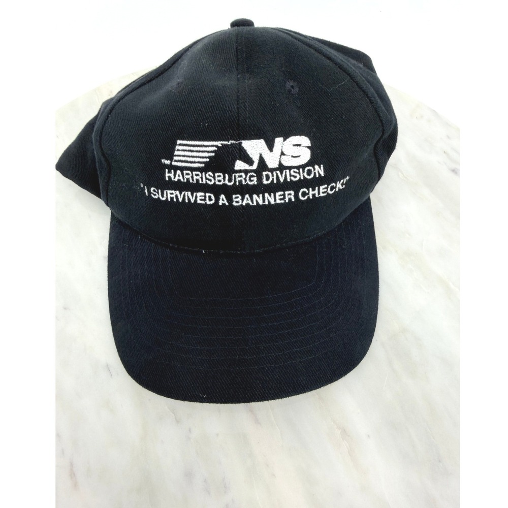 Vintage Norfolk Southern Harrisburg Division I Survived A Banner Check Hat Black
